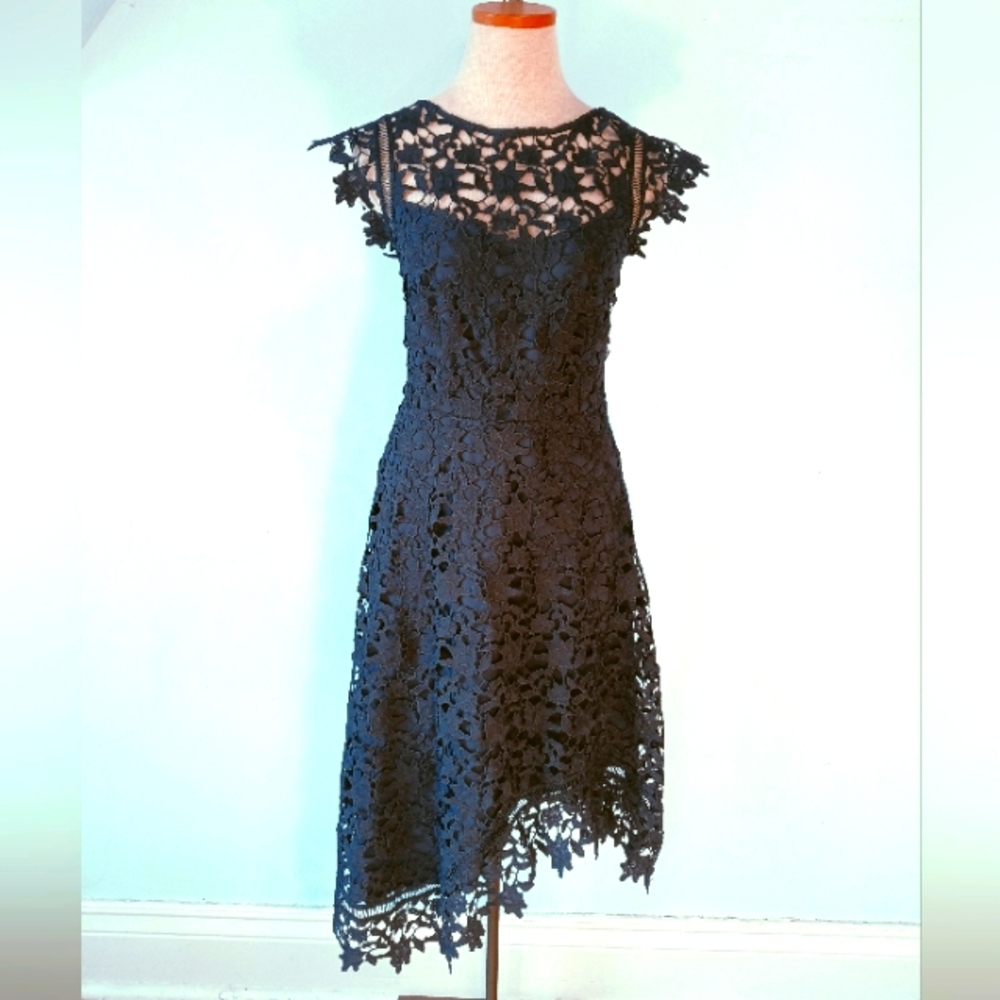 Eliza J Asymmetrical Lace Blue Dress Size 8